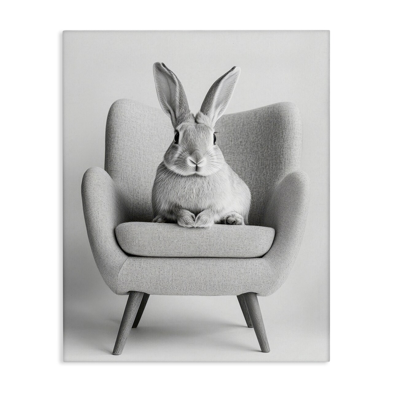 Stupell Industries Modern Bunny in Chair Canvas By Petal Prints Design